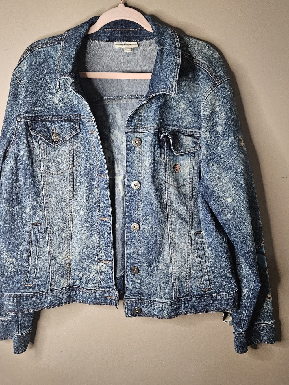 Upcyle Acid Wash Denim Jacket Yellowstone Dutton Ranch One Of A Kind Size XXL - Picture 1 of 5